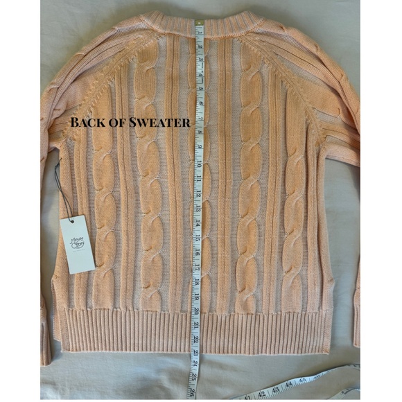 NWT Margaret O’Leary Cable Knit Crewneck Sweater – Peach, Size S - Picture 13 of 13